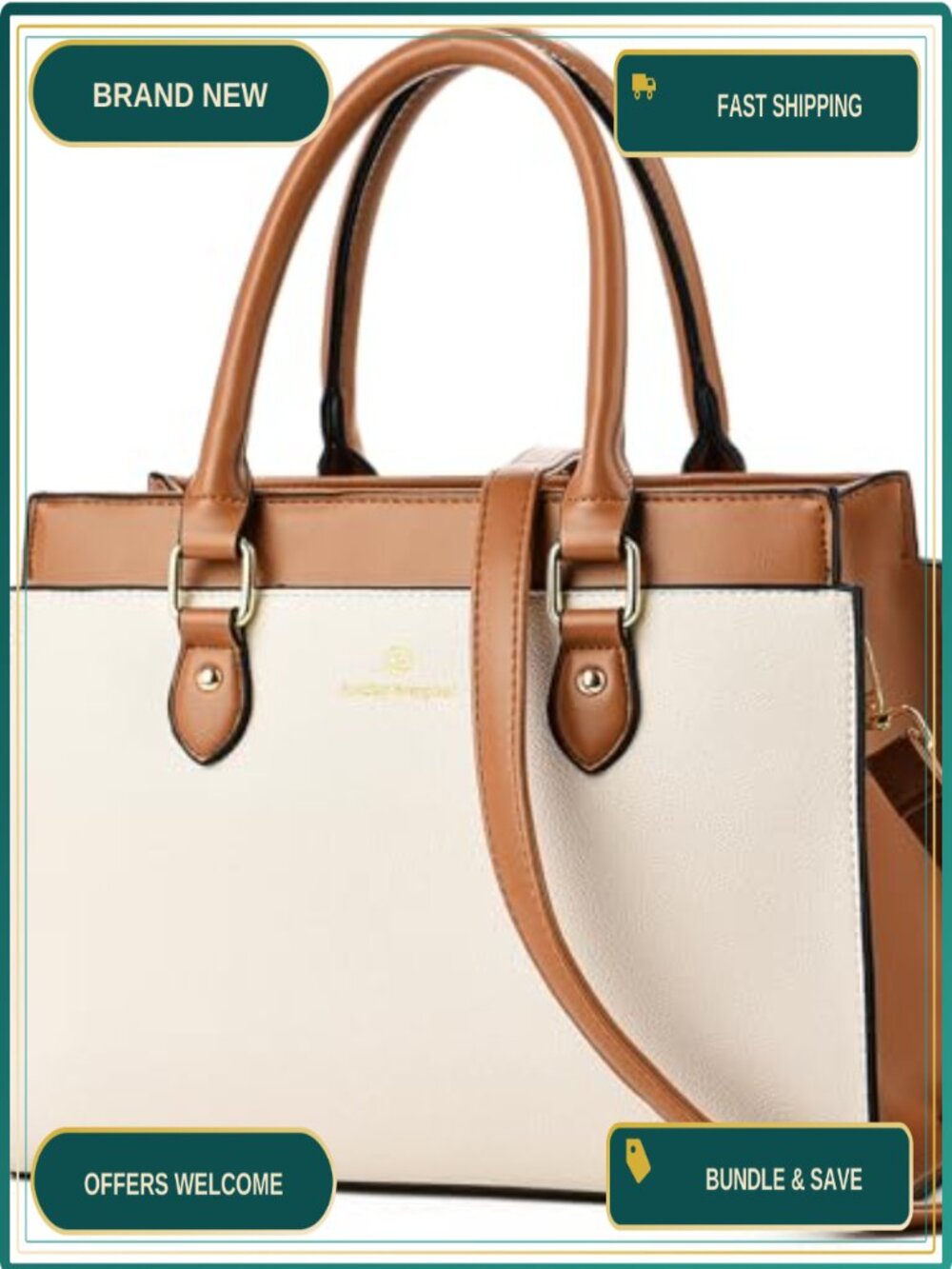 Faux Leather Dual-tone Satchel Purse Crossbody Tote Shoulder Bag Top Handle